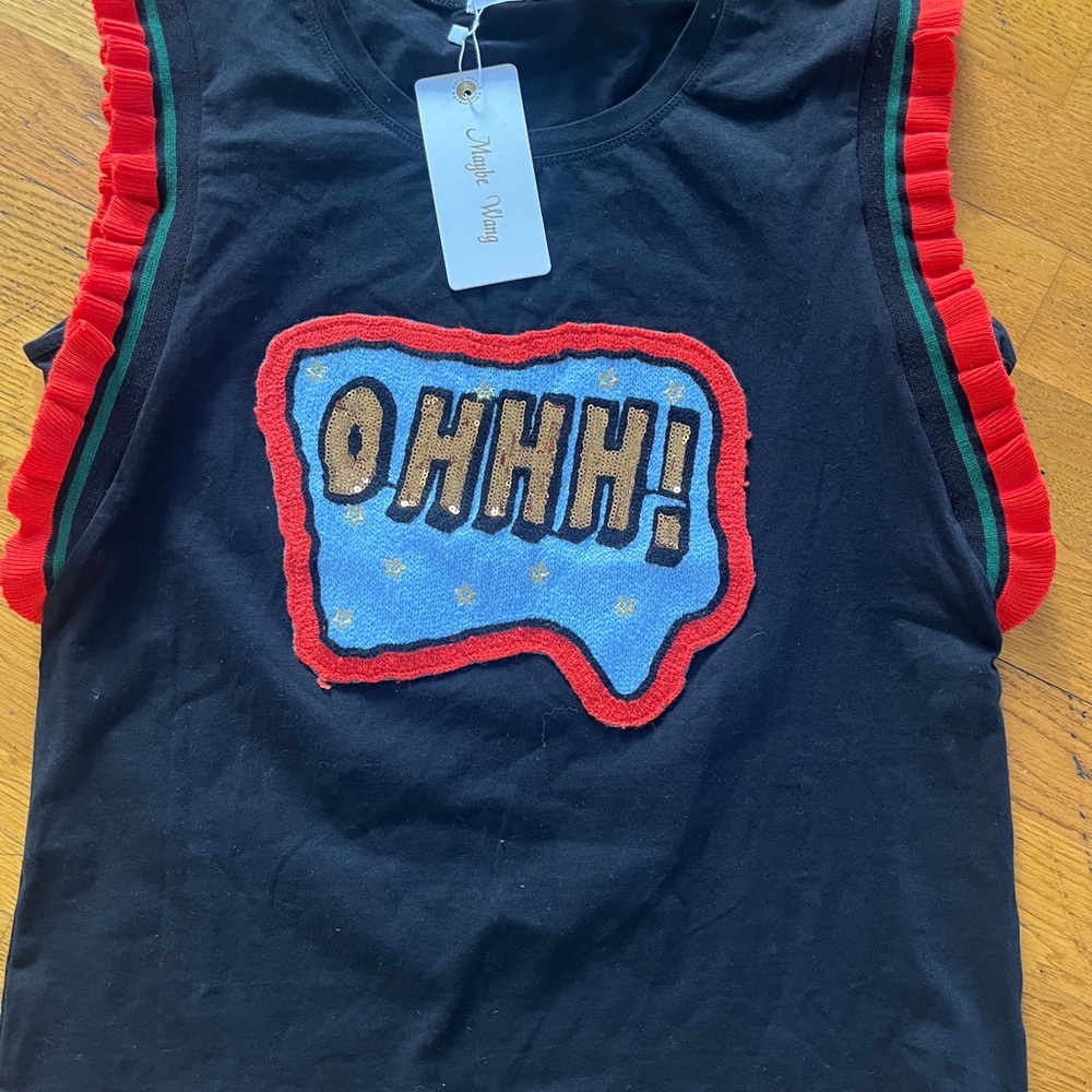 Ohhh! Black Tank Top with Red Trim